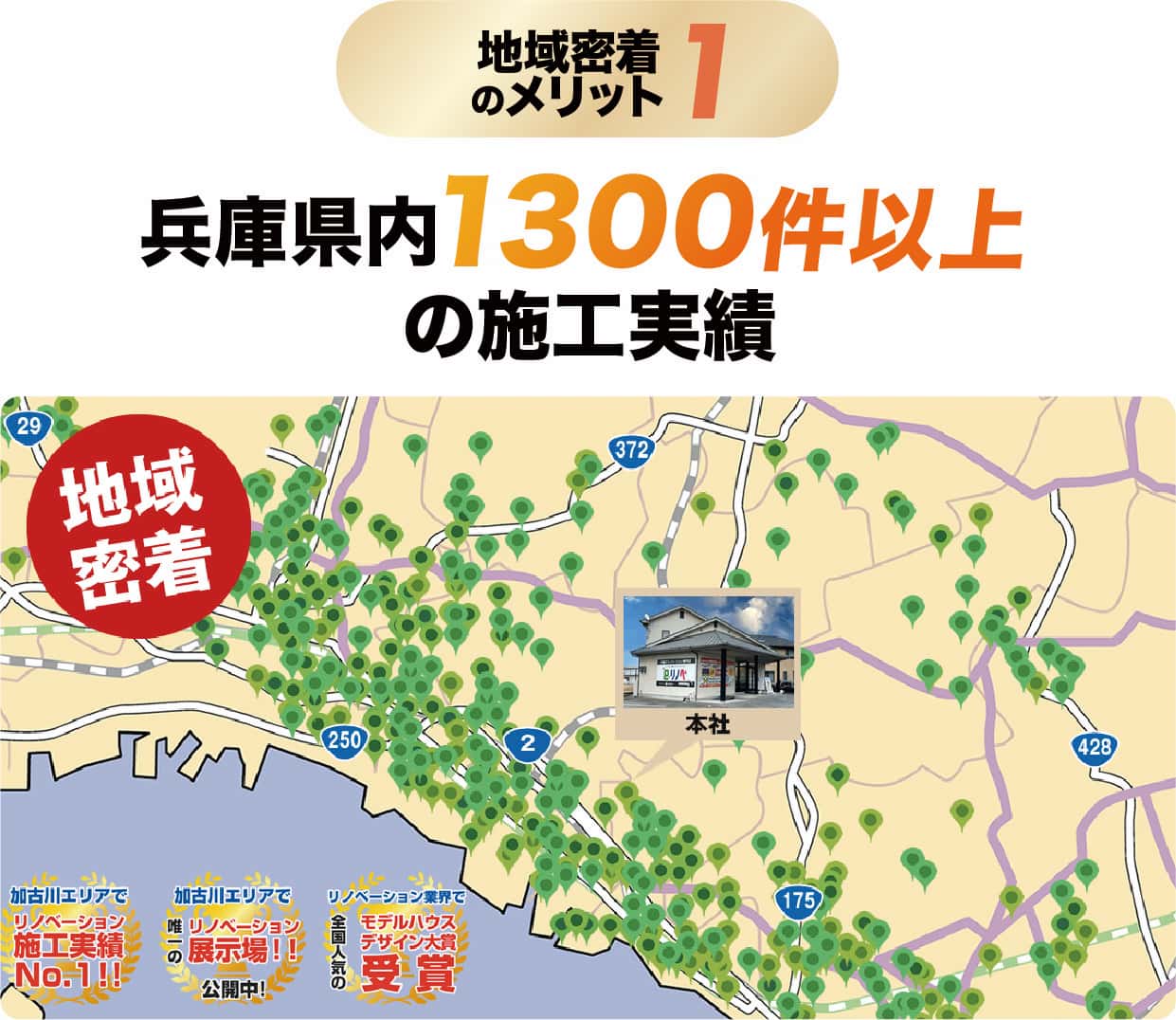 兵庫県内1300件以上の施工実績